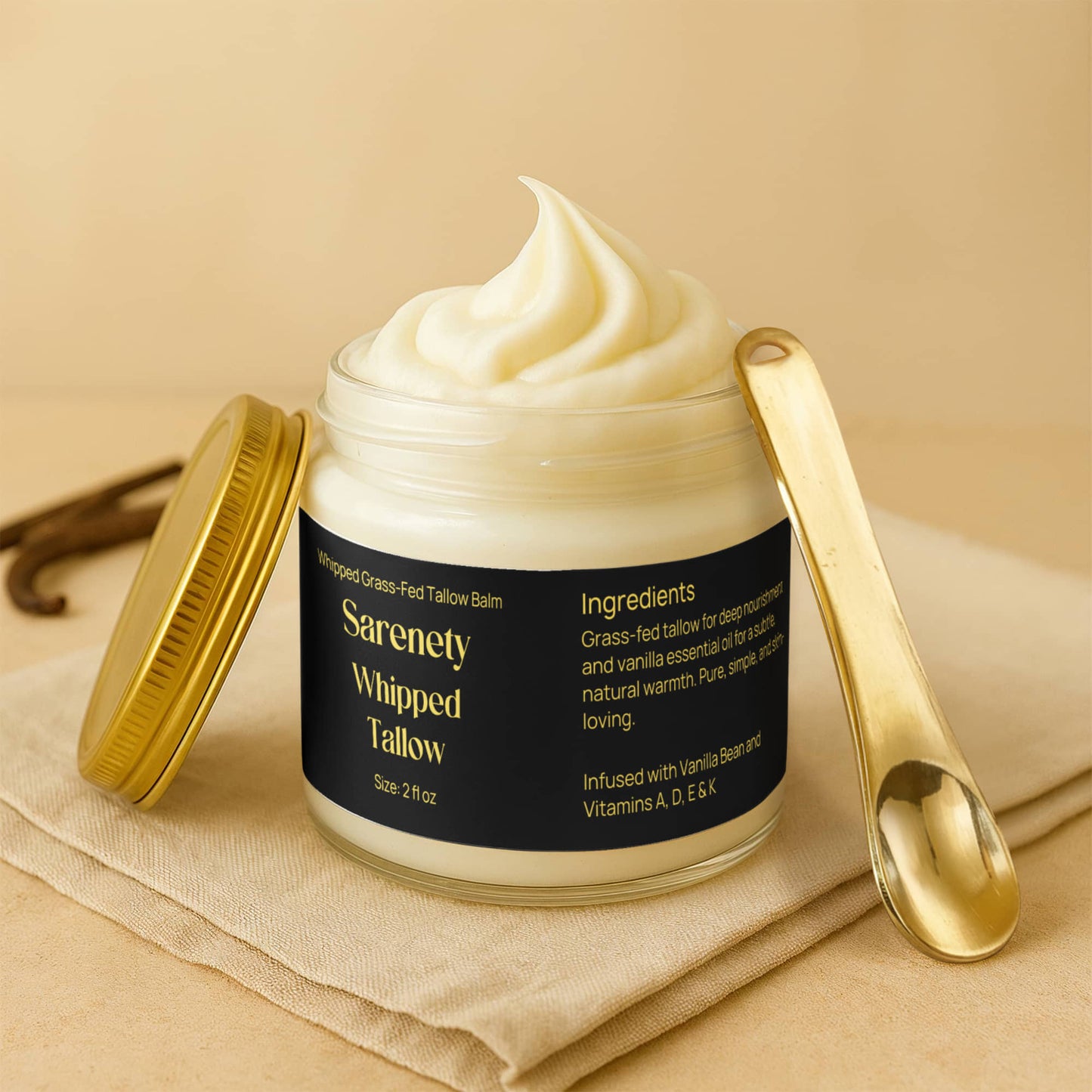 Whipped Grass-Fed Tallow Balm with Vanilla Bean